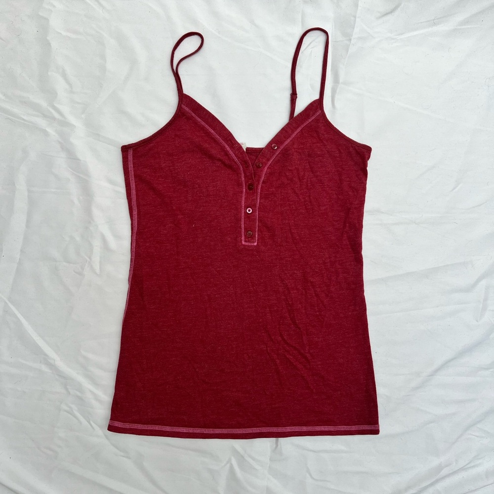 Urban Outfitters | Red with Pink Stitching V-Neck Tank Top